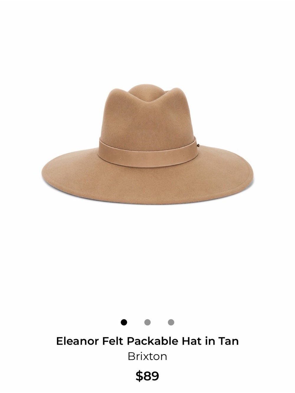 Brixton Eleanor Felt Packable Hat — Tan Size S